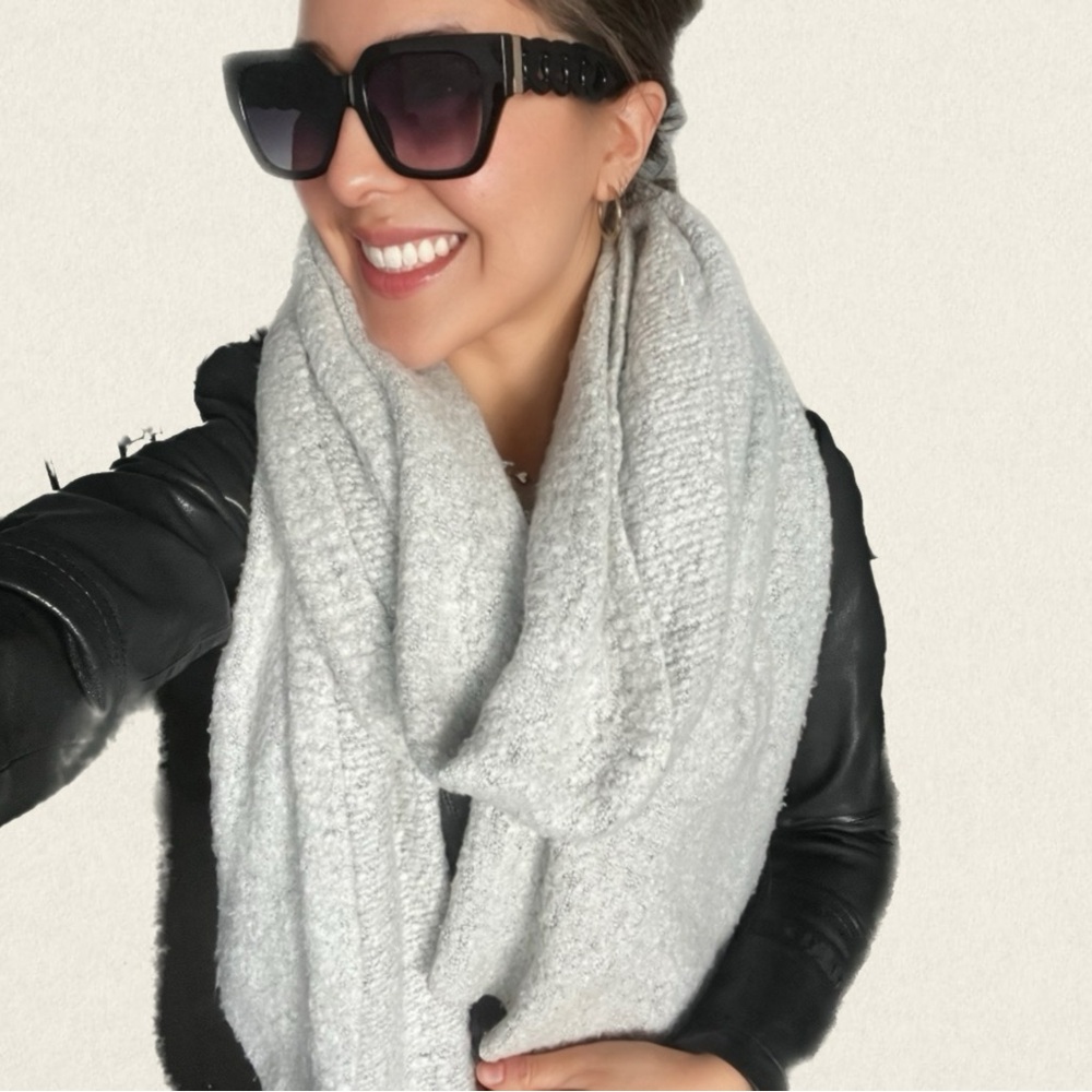 Large Grey Cashmere Finish Blanket Scarf
